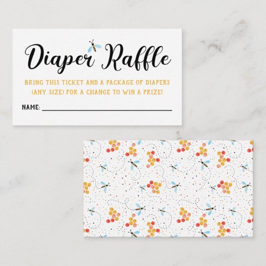 Watercolor Bee's Diaper Raffle Tickets Begleitkarte (Vorne/Hinten)