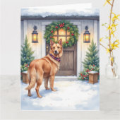 Watercolor Belgian Laekenois Farmhouse Christmas Karte (Gelbe Blume)