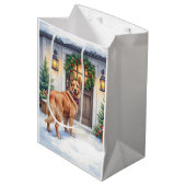 Watercolor Belgian Laekenois Farmhouse Christmas Mittlere Geschenktüte (Vorderseite Schrägansicht)