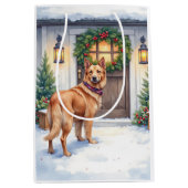 Watercolor Belgian Laekenois Farmhouse Christmas Mittlere Geschenktüte (Vorderseite)