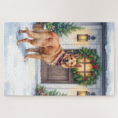 Watercolor Belgian Laekenois Farmhouse Christmas Puzzle (Horizontal)