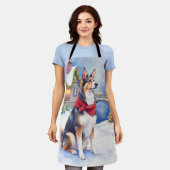 Watercolor Belgian Sheepdog Winter Christmas Schürze (Getragen)