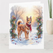 Watercolor Belgian Tervuren Garland Christmas Karte (Vorderseite)