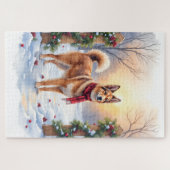 Watercolor Belgian Tervuren Garland Christmas Puzzle (Horizontal)