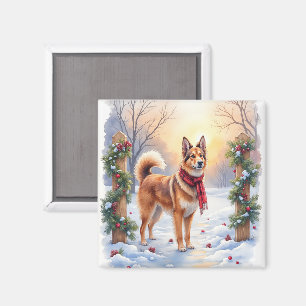 Watercolor Belgischer Tervuren Girlande Weihnachte Magnet