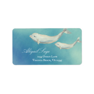Watercolor Beluga Whale Mama und Anschrift des Kal Adressaufkleber