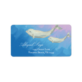 Watercolor Beluga Whale Mama und Anschrift des Kal Adressaufkleber