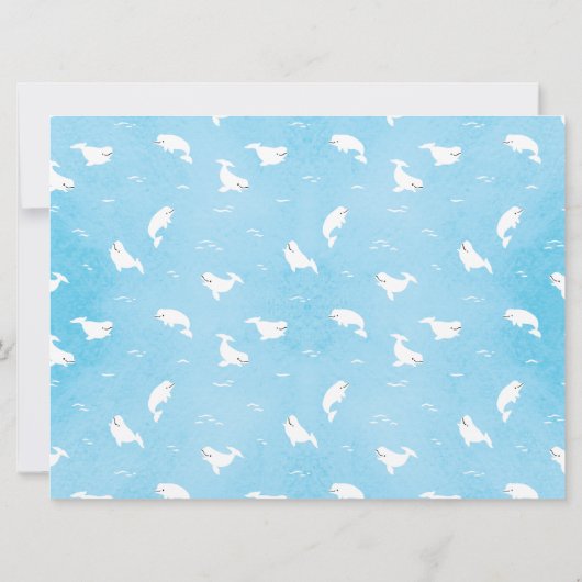 Watercolor Beluga Whale Personalisiertes Foto Einladung (Rückseite)