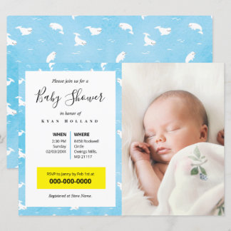 Watercolor Beluga Whale Personalisiertes Foto Einladung