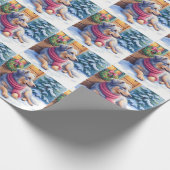 Watercolor Bergamasco Shepherd Cabin Christmas Geschenkpapier (Ecke)