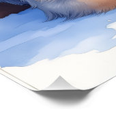 Watercolor Bergamasco Shepherd Cabin Christmas Poster (Ecke)