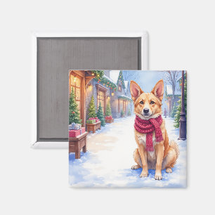 Watercolor Berger Picard Dorfplatz Weihnachten  Magnet