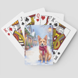 Watercolor Berger Picard Dorfplatz Weihnachten Spielkarten