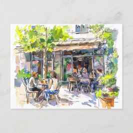 Watercolor Berlin Kreuzberg Sommercafé Postkarte