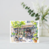 Watercolor Berlin Kreuzberg Sommercafé Postkarte (Stehend Vorderseite)