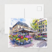 Watercolor Berlin Markt Sommer-Blume Postkarte (Vorne/Hinten)
