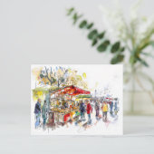 Watercolor Berlin Mitte Markt Postkarte (Stehend Vorderseite)