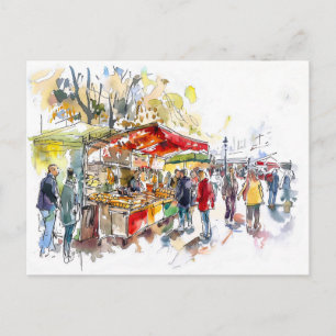Watercolor Berlin Mitte Markt Postkarte