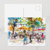 Watercolor Berlin Mitte Summer Dance Abend Postkarte (Vorne/Hinten)