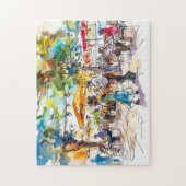 Watercolor Berlin Mitte Summer Dance Abend Puzzle (Vertikal)