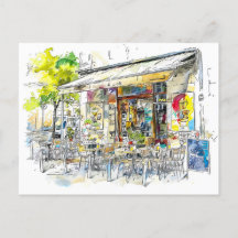 Watercolor Berlin Prenzlauer Berg Street Café