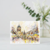 Watercolor Berlin Weihnachtsmarkt Gendarmenmarkt Postkarte (Stehend Vorderseite)
