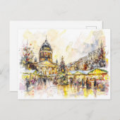 Watercolor Berlin Weihnachtsmarkt Gendarmenmarkt Postkarte (Vorne/Hinten)