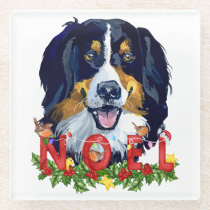 Watercolor Bernese Mountain Dog Weihnachten Glasuntersetzer