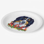 Watercolor Bernese Mountain Dog Weihnachten Pappteller (Schrägansicht)