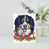 Watercolor Bernese Mountain Dog Weihnachten Postkarte (Stehend Vorderseite)