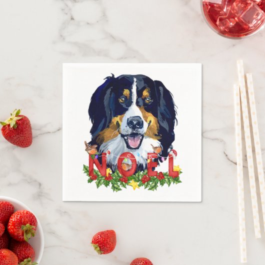 Watercolor Bernese Mountain Dog Weihnachten Serviette (Beispiel)