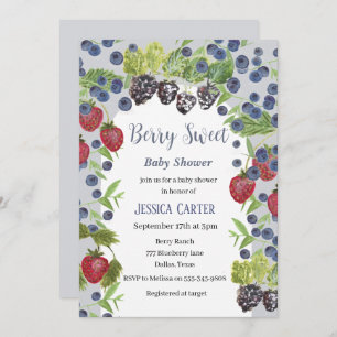 Watercolor Berries Blueberry Boy Baby Dusche Feiertagskarte