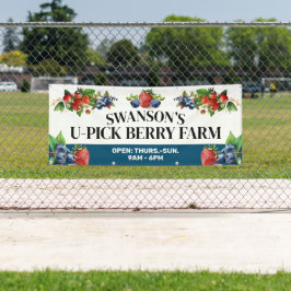Watercolor Berries Custom U-Pick Berry Farm Banner