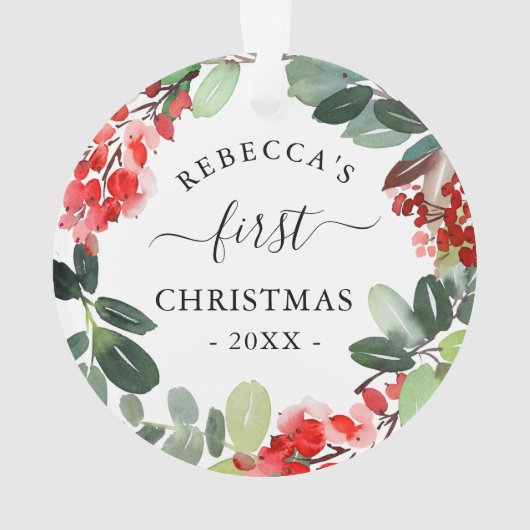 Watercolor Berries Grüner Weinkeller Weihnachten Ornament (Rückseite)