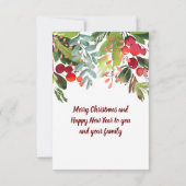 WATERCOLOR BERRIES UND GREENERY FOLIAGE CHRISTMAS KARTE (Rückseite)