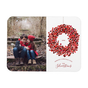 Watercolor Berries Wreath Weihnachtsfeiertag Magnet