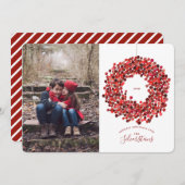 Watercolor Berries Wreath Weihnachtskarte Einladung (Vorne/Hinten)