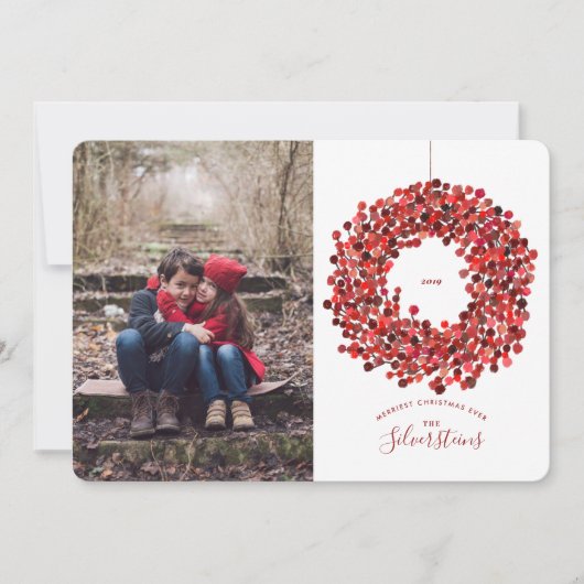 Watercolor Berries Wreath Weihnachtskarte Einladung (Vorderseite)