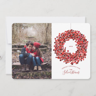 Watercolor Berries Wreath Weihnachtskarte Einladung