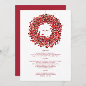 Watercolor Berries Wreath Weihnachtsmenü Programm (Vorne/Hinten)