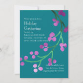 Watercolor Berry Branch Lila Green Einladung (Vorderseite)