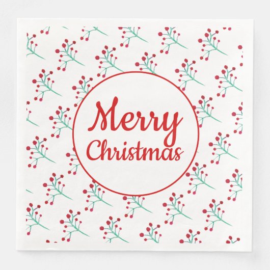 Watercolor Berry Christmas Napkins Serviette (Vorderseite)