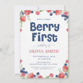 Watercolor Berry First Birthday 1st Birthday  Einladung (Vorderseite)