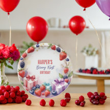 Watercolor Berry First Birthday Strawberry Party -