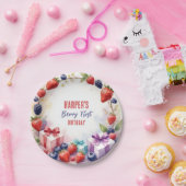 Watercolor Berry First Birthday Strawberry Party - Pappteller (Party)