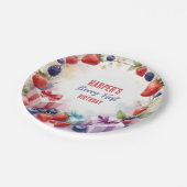 Watercolor Berry First Birthday Strawberry Party - Pappteller (Schrägansicht)
