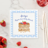 Watercolor Berry Pancake Blue Gingham Baby Dusche Serviette (Beispiel)