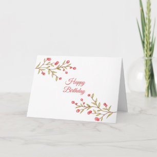 Watercolor Berry Stems Birthday Karte