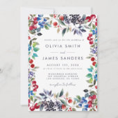 Watercolor Berry Summer Wedding Einladung (Vorderseite)