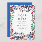 Watercolor Berry Summer Wedding Save The Date (Vorne/Hinten)